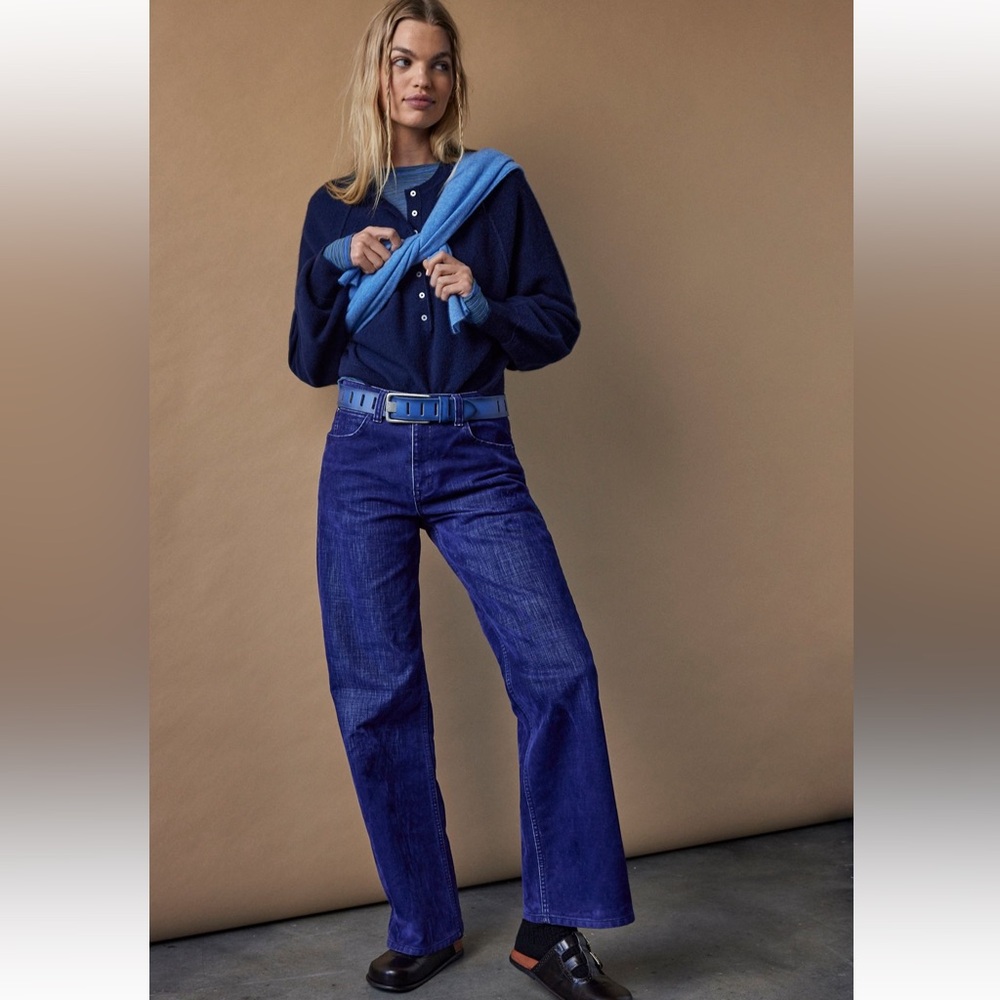 Free People We The Free Tinsley Baggy High Rise Flocked Jeans